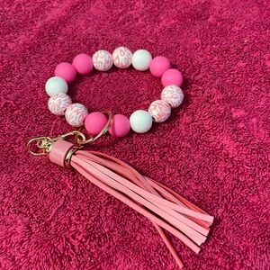 🏝️2 for $5💗 NEW silicone beaded wristlet/bracelet keychain w/tassel